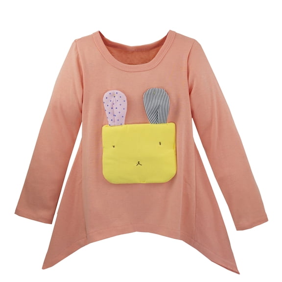Styles I Love Kid Girls Cute 3D Bunny Long Sleeve T-Shirt Spring Summer Casual Outfit (Pink, 100/3-4 Years)
