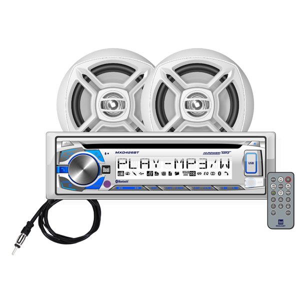 Dual MCP426BT Marine Stereo CD Receiver with Bluetooth and a Pair of 6.5Inch Speakers Walmart
