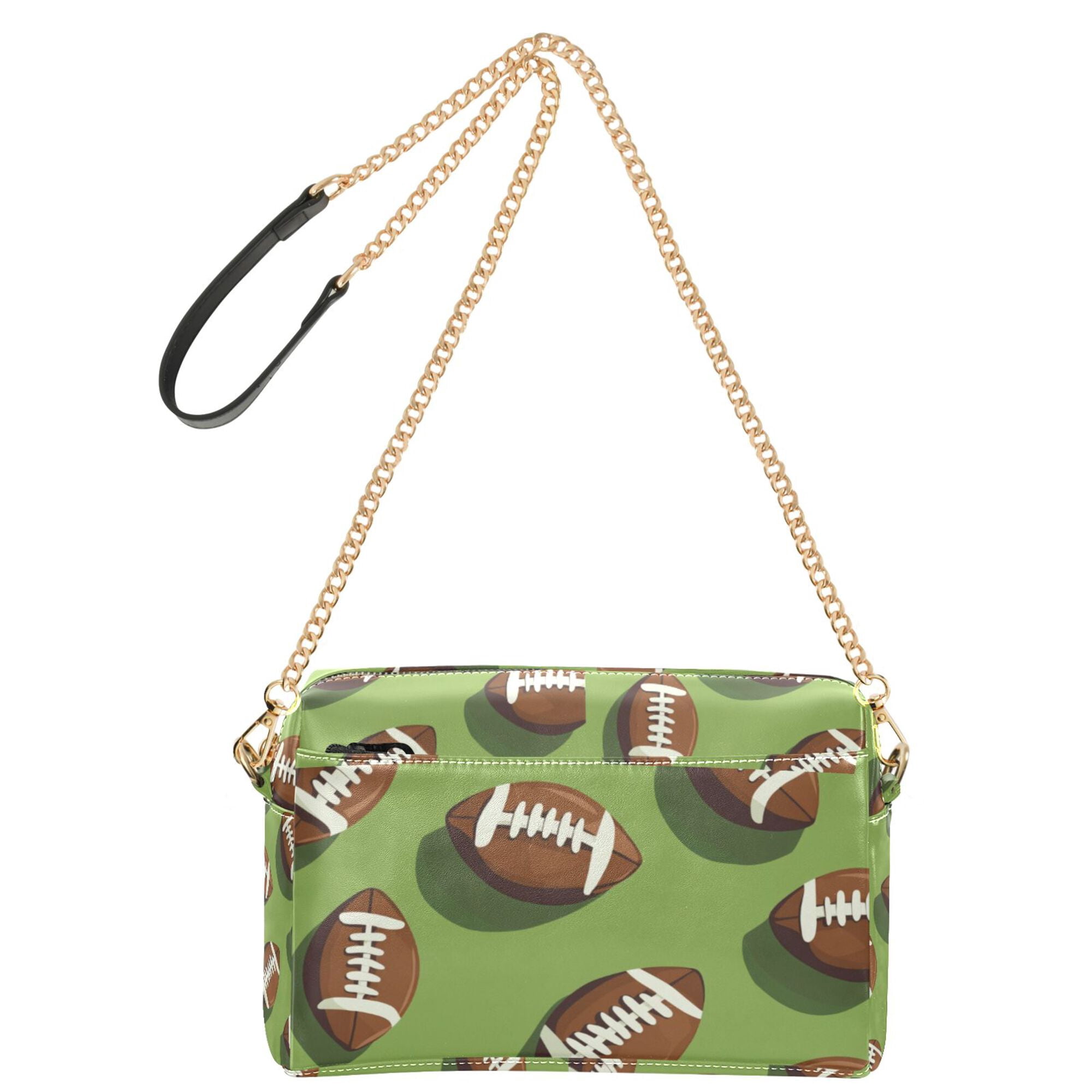 FORMRS Women Crossbody Purse with Chain Strap Vegan Leather Shoulder Handbag, Game Day Footballs