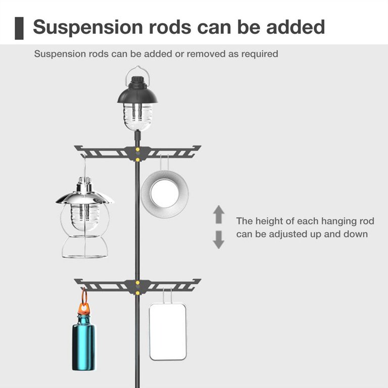 QIIBURR Hiking Poles Collapsible Lightweight Portable Collapsible Lantern  Pole with Stake, Aluminum Foldable Lightweight Stand, Hanging Light Holder