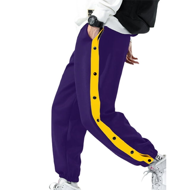 Peyakidsaa Men Tear Away Joggers Pants Basketball Pant Split Snap Button Gym Jogging Pants