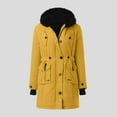 thumbnail image 2 of Cnbwig Fashion Fall Coats for Women Plus Size Daily Solid Coat Long Sleeve Jacket Thicken Coat Warm Hooded Thick Padded Outerwear Jackets Winter 2025 A-Yellow M, 2 of 7