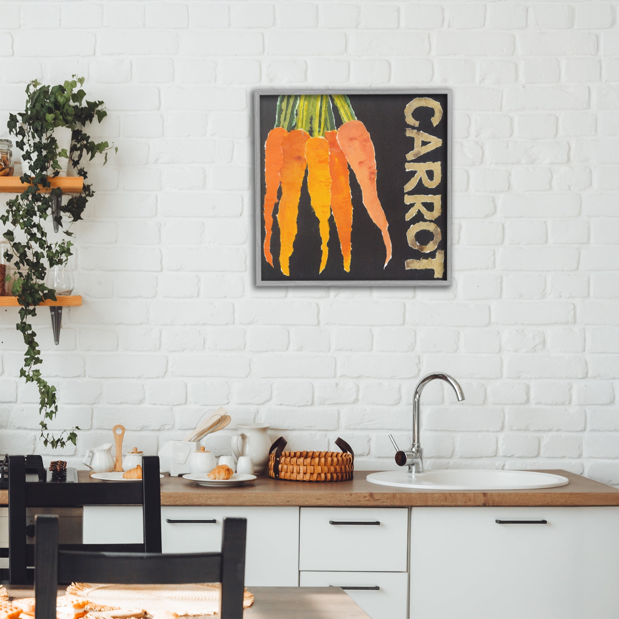 Stupell Industries Carrot Root Vegetable Gray Framed Giclee Art, design by Nancy Overton