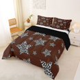 thumbnail image 2 of Manfei Vintage Cheetah Stars Queen Comforter Set,Cartoon Themed Comforter Sets Queen,Brown White,Black Reversible,3pcs,1 Comforter and 2 Pillowcases, 2 of 7