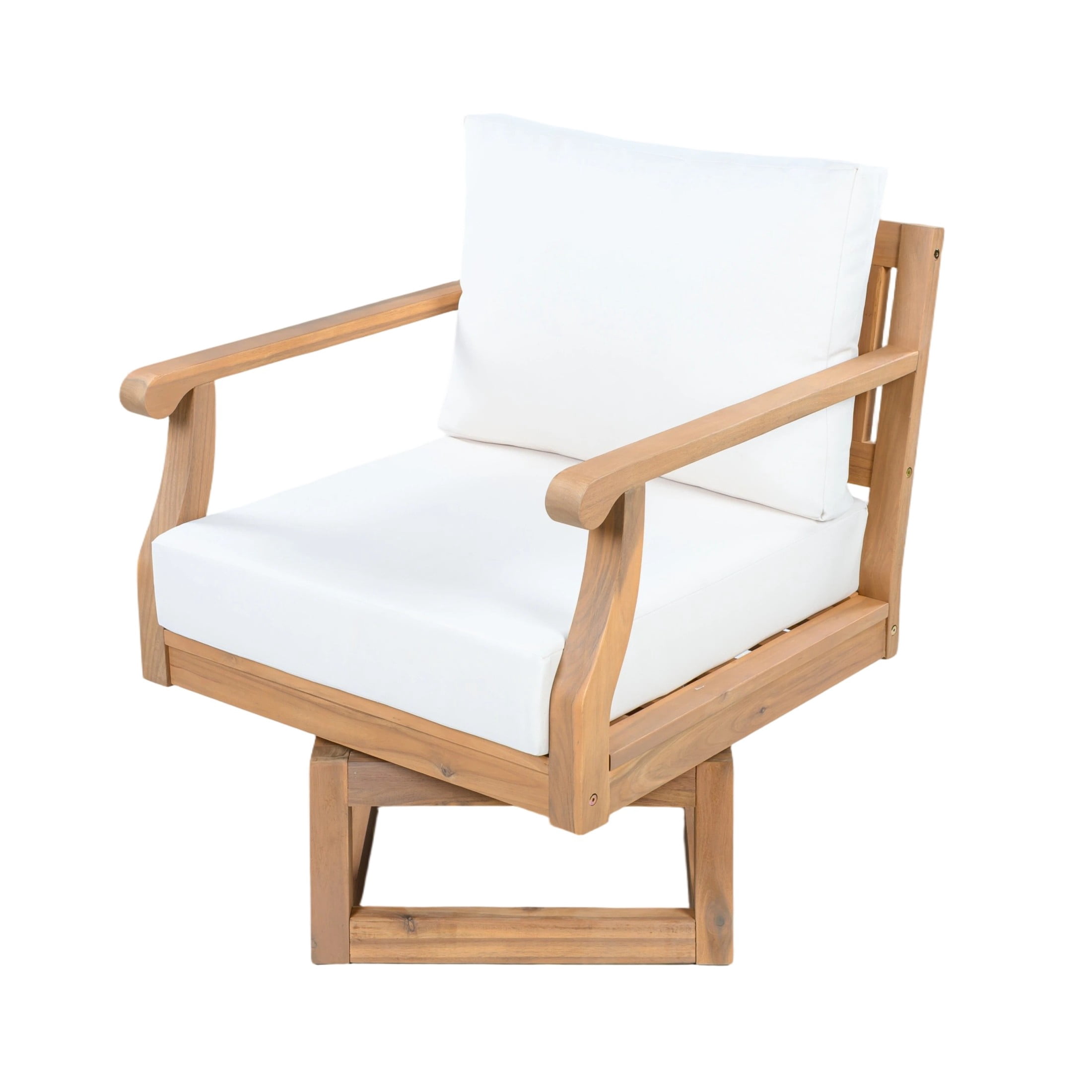 Christopher Knight Home Outdoor Swivel Club Chair with Cushions, Natural + Beige