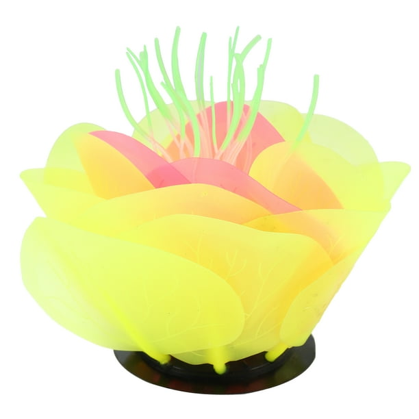 Acuario Simulación Coral Acuático Flor, Silicona Amarillo