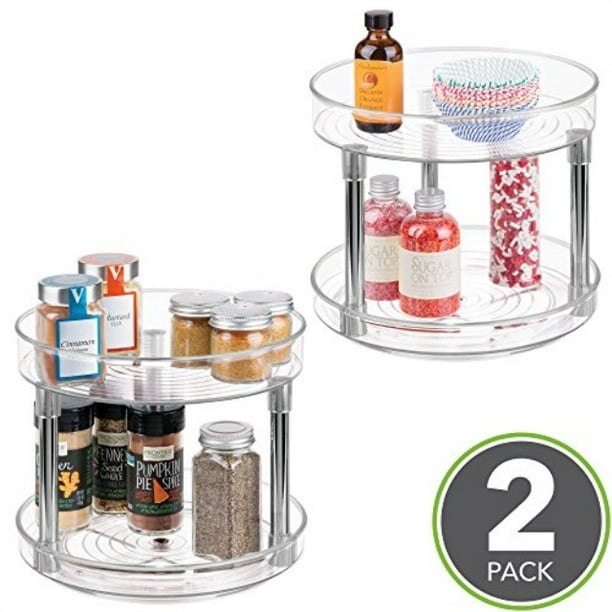 mDesign Two Level Lazy Susan Turntable Food Storage Container for