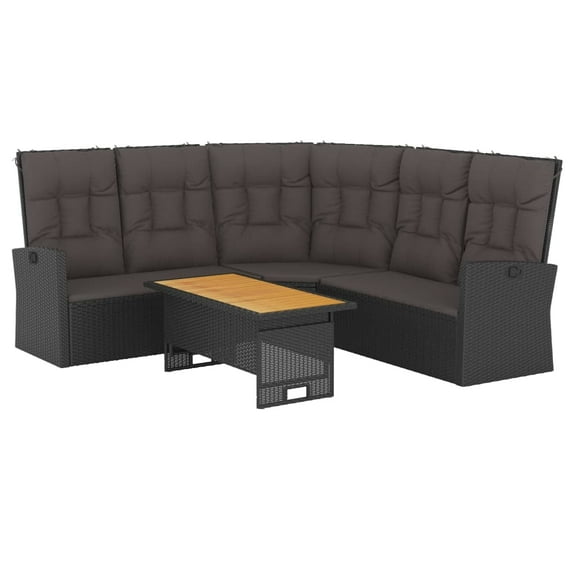 vidaXL Patio Furniture Set 2 Piece Sectional Sofa with Cushions Poly Rattan