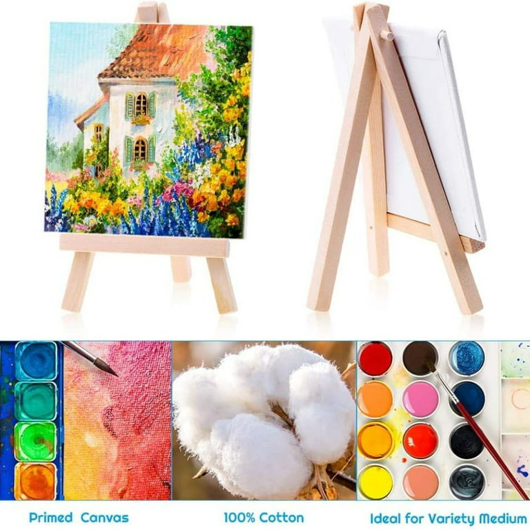 5 Set Mini Blank Canvas Painting Acrylic Paint Easel Art Supplies