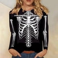 thumbnail image 2 of Women's Graphic Print Tee, Crew Neck 3/4 Sleeve Top, Fall Shirt for Halloween Casual Wear, 2 of 5