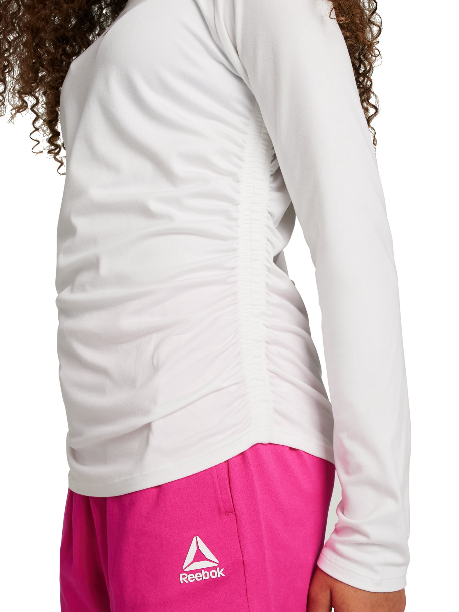 Reebok Girl's Legacy Performance Long Sleeve Side Ruched Top, Sizes 4-18