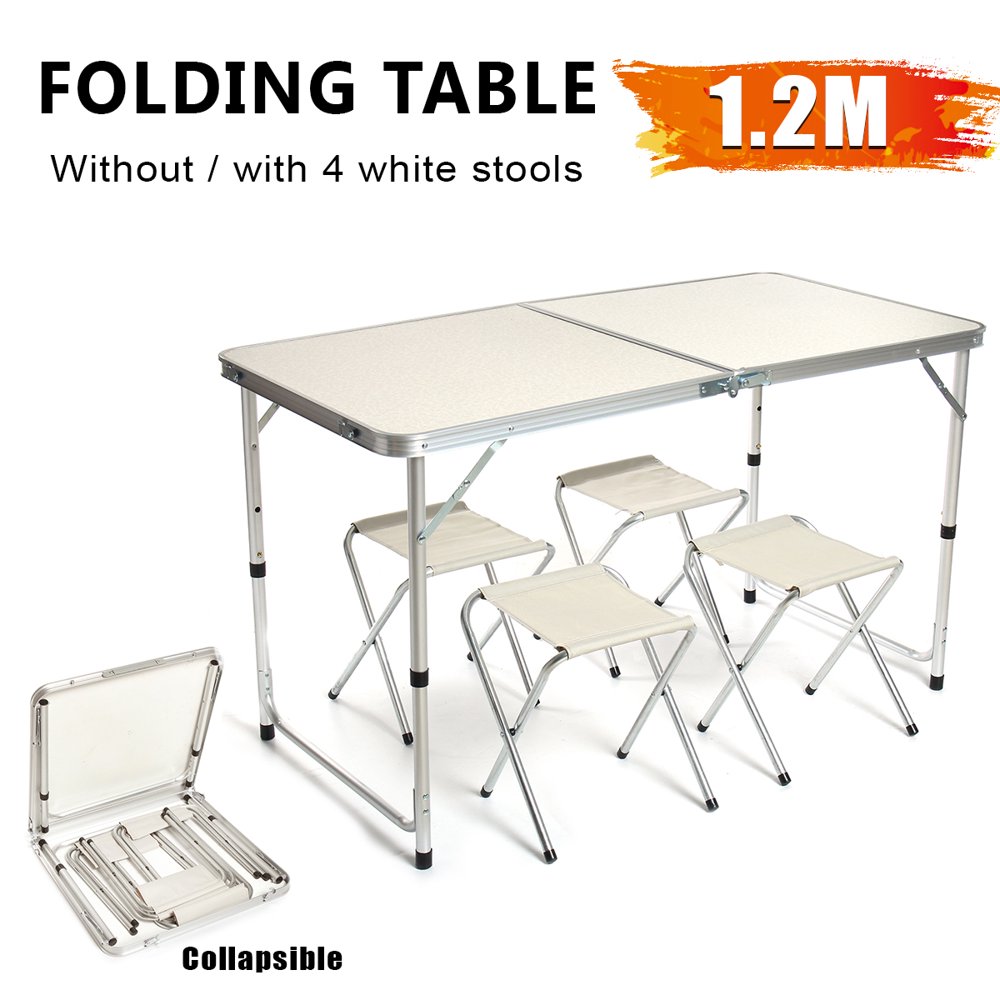 Outdoor Folding Table, Adjustable Height Aluminum Portable Tables w
