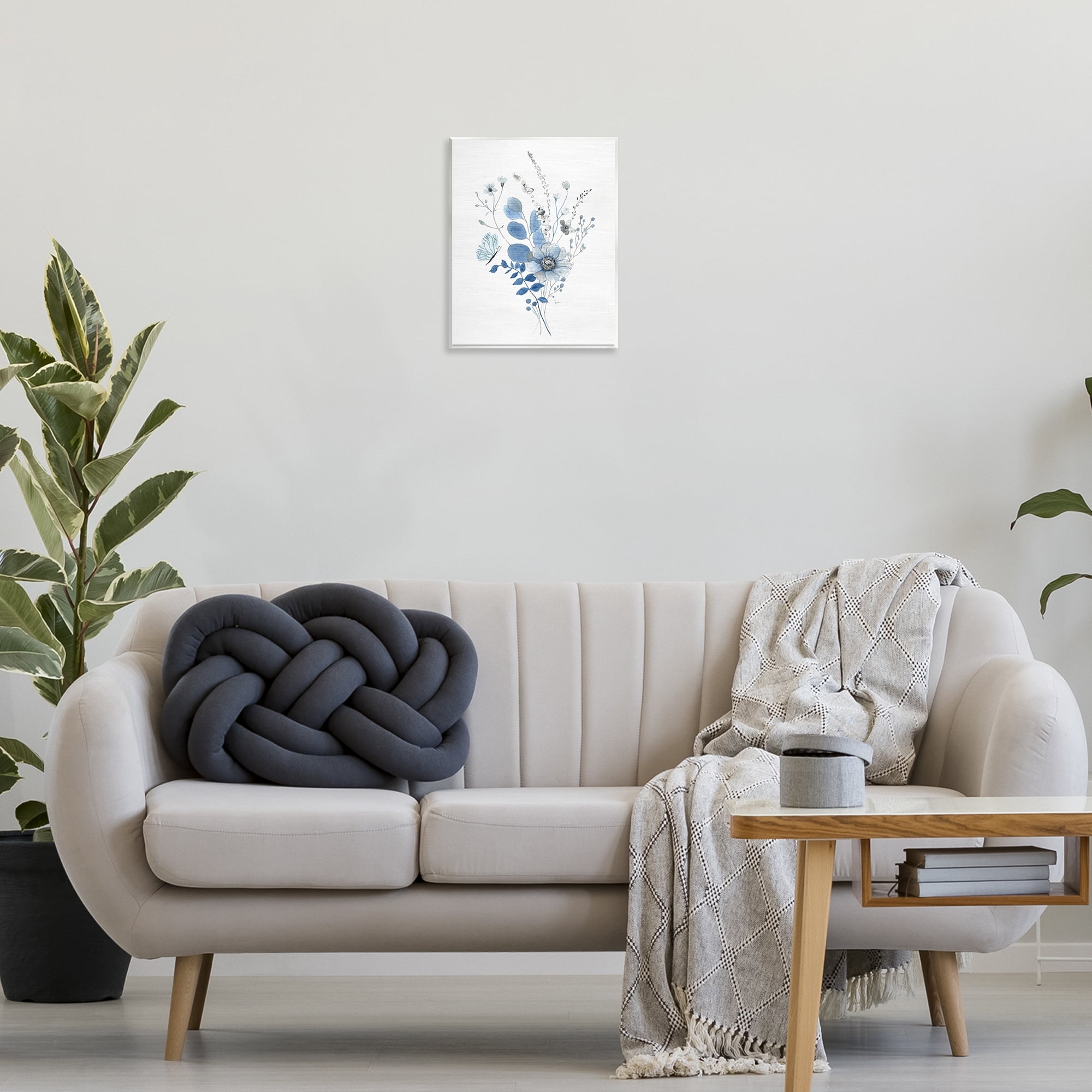 Stupell Industries Subtle Blue Wildflowers Botanical & Floral Painting Unframed Art Print Wall Art, 11 x 14