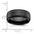 thumbnail image 2 of Black Zirconium Polished 8mm Ridged Edge Band Size 10 Ring for Women and Men, 2 of 2