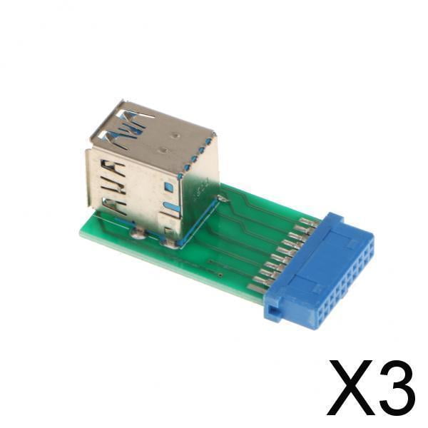 Adaptador Hembra USB 3.0 Baoblaze de 2 puertos a 20 Pines, Azul, 3 piezas