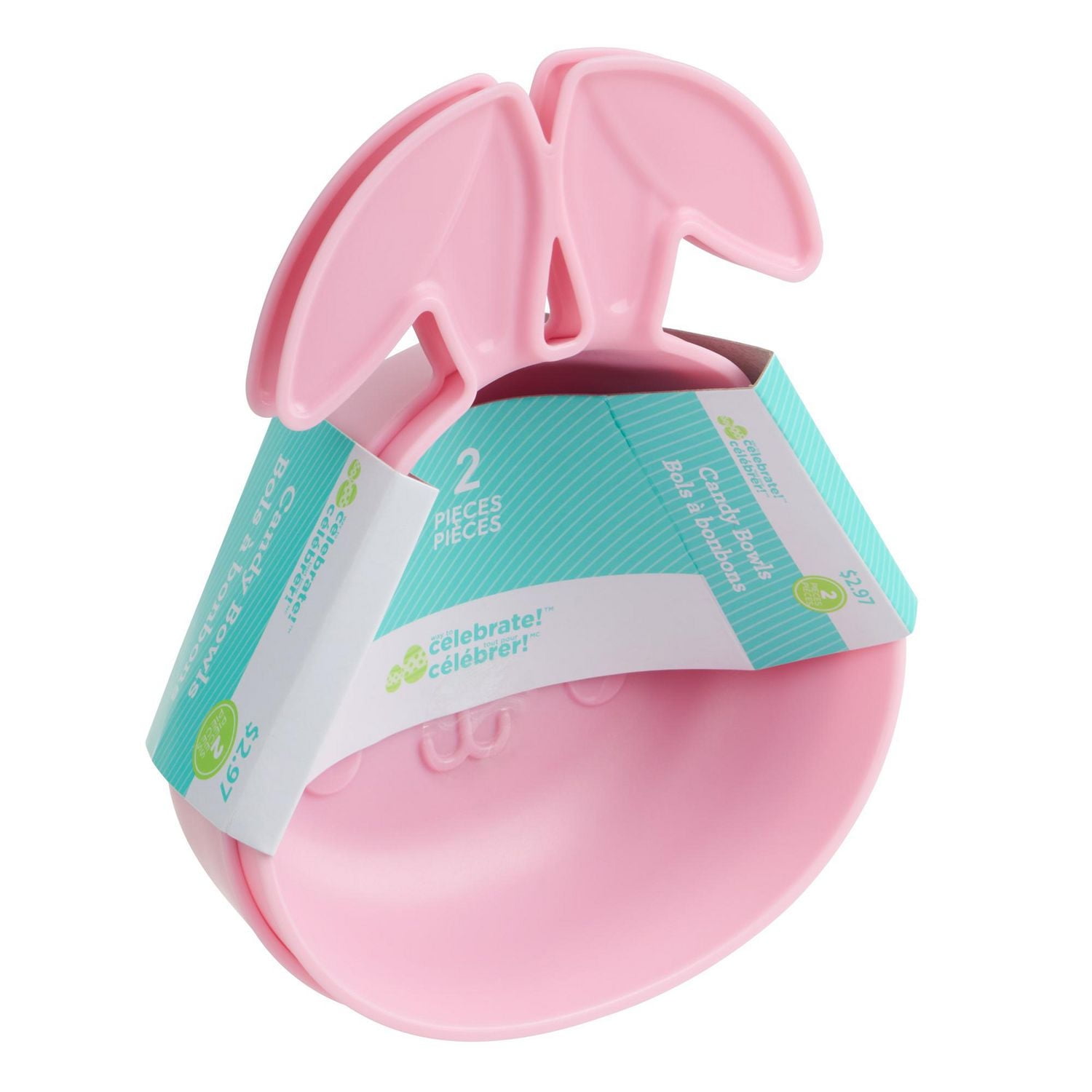 Way to Celebrate 2-Piece Prep and Candy Bowl Set, Bunny Rabbit, Pink