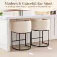 thumbnail image 3 of FANCROU 26" H Counter Height Bar Stools Set of 2, Fabric Barrel Stools with Back and Arms, Beige-Black Leg, 3 of 6