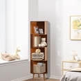 thumbnail image 7 of Maydear 4-Tier Corner Bookshelf Bamboo Corner Bookcase, Mid Century Modern Corner Bookshelf Free Standing Corner Shelf Corner Standing Shelf for Living Room, Bedroom, Home Office, Kitchen, 7 of 7