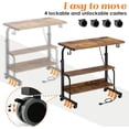 thumbnail image 6 of 101 31.5 Inch Adjustable Mobile Standing Desk with Charging Station, Rolling Small Computer Desk, Portable Laptop Desk with Storage Shelves and Wheels for Home Office (Vintage Brown), 6 of 8
