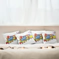 thumbnail image 7 of Ambesonne Cartoon Throw Pillow Cover 4 Pack, Clown Cat Bunny Train, 24", Multicolor, 7 of 7
