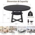 thumbnail image 2 of 47.2-pulgada round estilo rural dining mesa para 4 - 6 people con almacenamiento, ideal para para kitchen, dining room, sala de estar, meeting room, o apartment (negra), 2 of 7