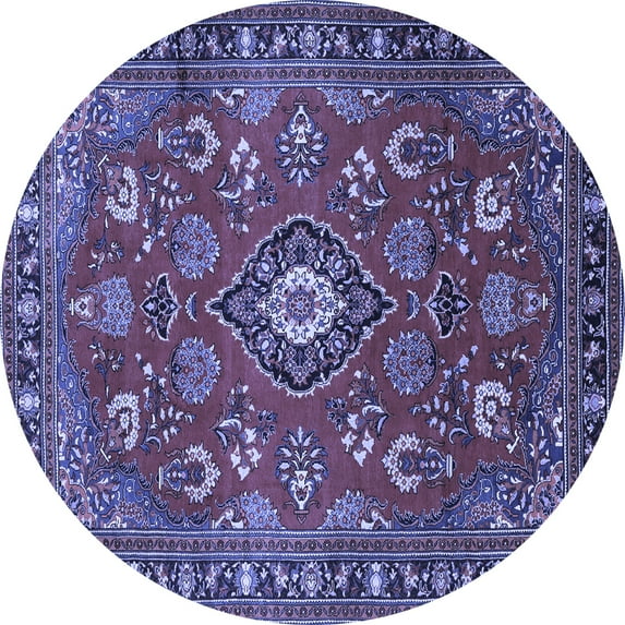 Ahgly Company Machine Washable Indoor Round Persian Blue Traditional Area Rugs, 7' Round