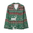 thumbnail image 4 of Puntoco Pijamas para mujer Conjunto de pijama con camisa de cuello en V y manga larga con estampado navideño para otoño e invierno para mujer, 4 of 5