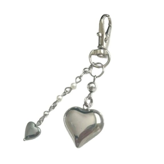 Silver Heart Charm for Handbags Unique Silver Heart Keychain Pendant Stylish Bag Hanging Ornament for Gatherings