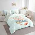 thumbnail image 3 of jejeloiu Ocean Coral Shell Bedding Comforter Set 7-Piece,Sea Aniaml King Bedding Sets,Watercolor Undersea World Bed Sheets For Boys Kids,Microfiber Bedroom Decor Reversible, 3 of 8