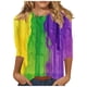 thumbnail image 2 of RKSTN Mardi Gras 3/4 Sleeve T Shirts for Women Top Oversized Crewneck Carnival Mask Print 3/4 Length Sleeve Shirt Womens Casual Round Neck Mask Tuesday Carnival Party Three Quarter Sleeve Tee Shirt, 2 of 5