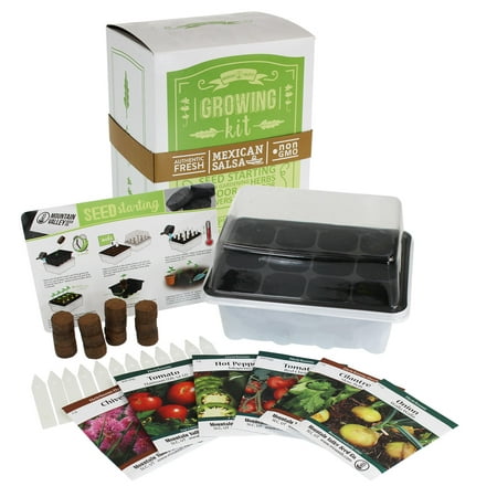 Mexican Salsa Garden Seed Starter - Basic Kit - 6 Non-GMO Varieties - Grow Vegetables for Salsa, Pico De Gallo More: Jalapeno Pepper, Tomato, Cilantro Herb, Chives, Onion, (Best Grape Tomato Varieties)
