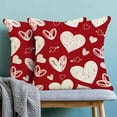 thumbnail image 5 of Valentine''s Day Pillow Covers 16x16 Set of 2, White Hearts Decor Red Valentine''s Day Throw Pillows Linen Anniversary Wedding Cushion Case Valentine''s Day Decorations for Home Sofa Couch Outdoor, 5 of 6