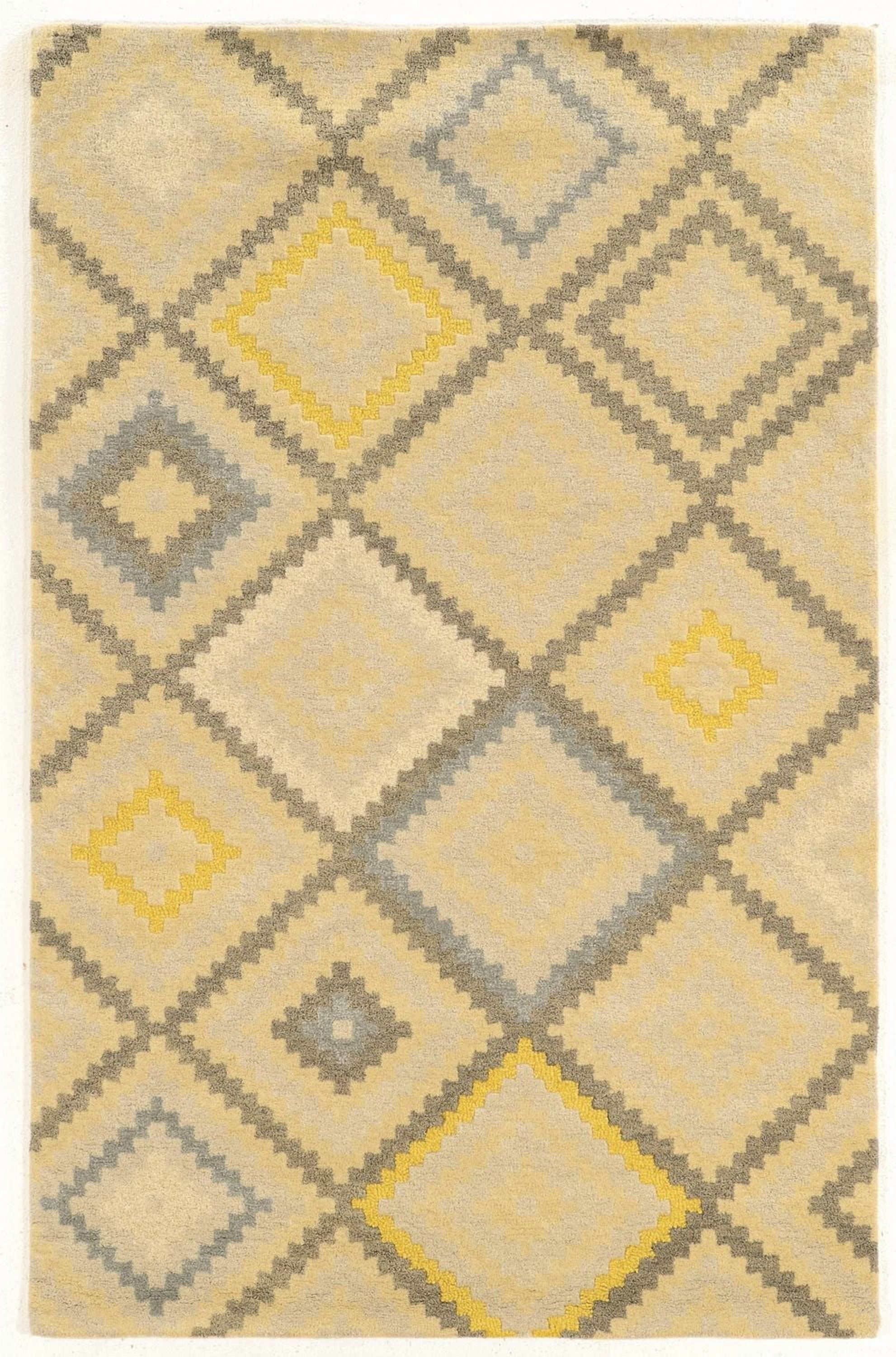 Tapis en Laine Aspire Stitch naturel et gris de 5 pi x 8 pi