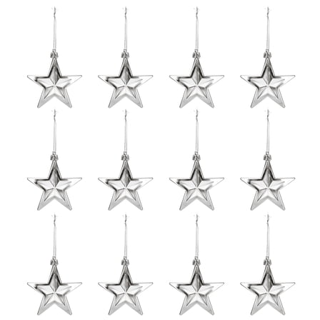 KONTONTY Star Shaped Ornaments 12Pcs Silver Pendants for Living Room and Office
