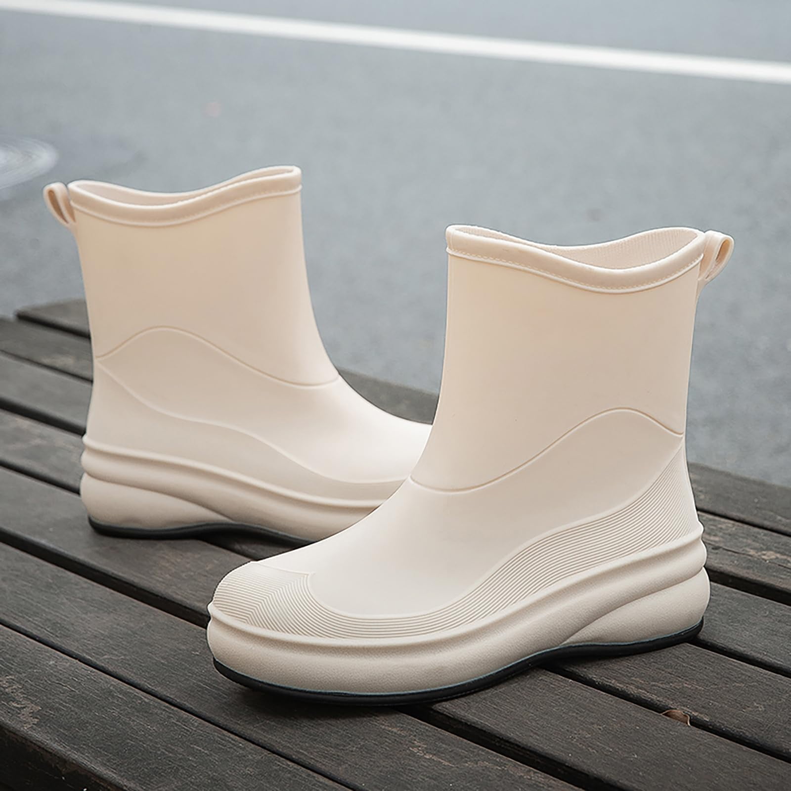 AUXDIQ Rain Shoes Women Men Mid-calf Boots Waterproof Rain Boots Outdoor Garden Shoes