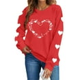 thumbnail image 2 of Avrnliq Womens Red Valentine's Day Sweatshirt Romantic Heart Print Hoodie Cute Gift for Her Girlfriend Wife,Size L, 2 of 8