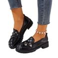 thumbnail image 4 of NexTorq Platform Loafers for Women,Chunky Loafers Women,Leather Comfortable Shoes,Lug Sole Metal Buckle Business Work Shoes, Black, 40, 4 of 5