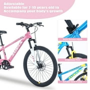 Kids Bike 20 Kids Mountain Bikes for Girls, Steel Frame Single Speed Children Youth Bicycle for 9-12 Years, White Pink