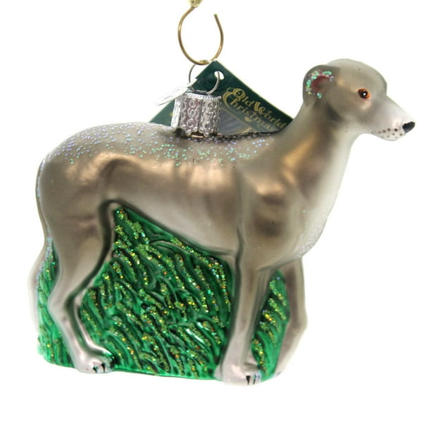 Old World Christmas GREYHOUND Glass Ornament Italian Dog Pup 12483