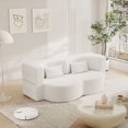 thumbnail image 6 of Convertible Futon Sofa Bed,Modern Floor Sofa with 2 Pillows,Teddy Fabric Foam-Filled Sleeper Sofa Bed,15" Full Size Folding Mattress for Living Room,Guest Bed,Playroom,White, 6 of 9