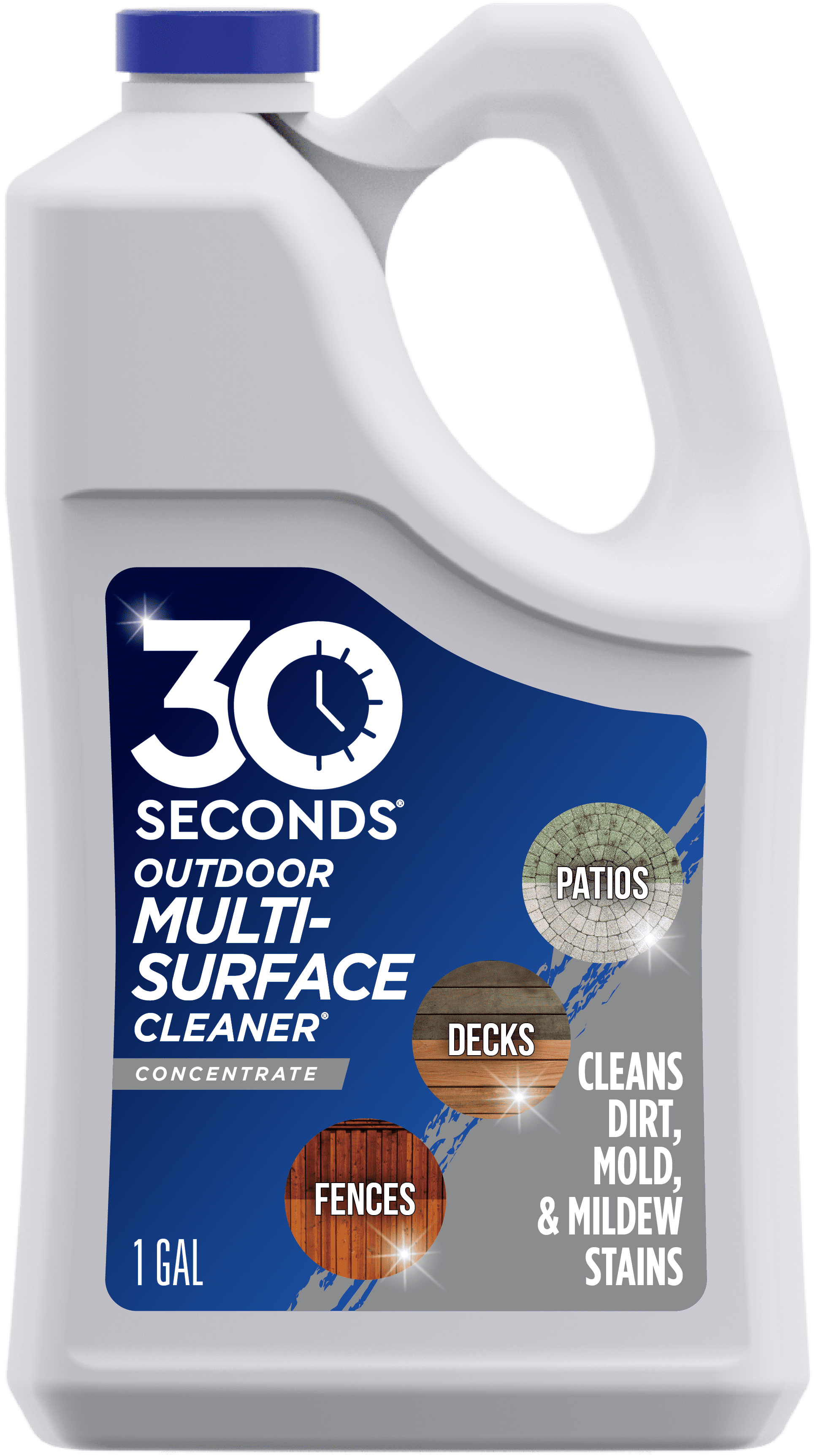 (2 pack) 30 SECONDS Outdoor Multi-Surface Cleaner Concentrate - Cleans Stains from Mildew, Mold & Algae, 1G