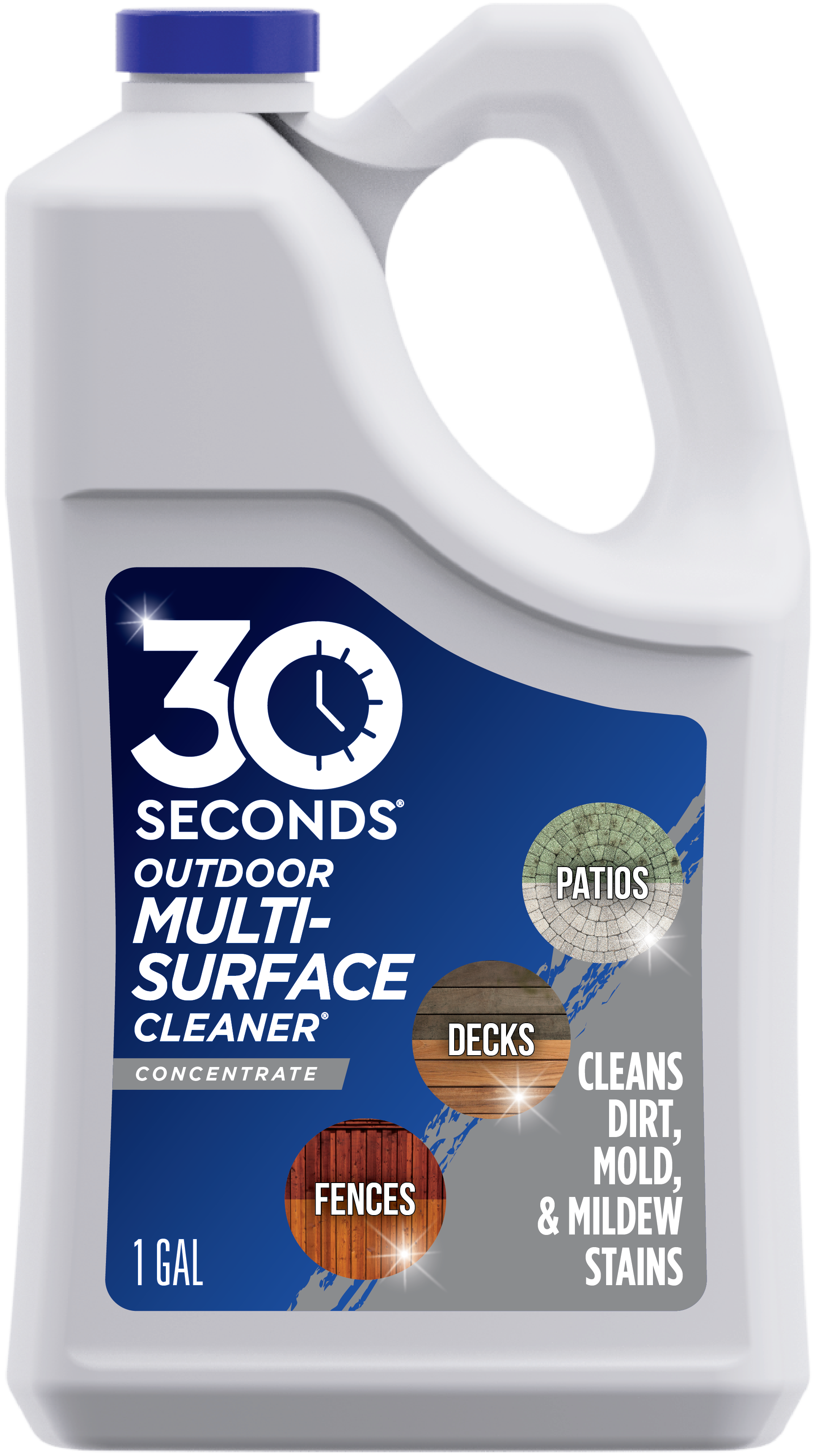30 SECONDS Outdoor Multi-Surface Cleaner Concentrate - Cleans Stains from Mildew, Mold & Algae, 1G