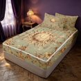 thumbnail image 3 of Homewish Retro Sun Print Zipper Queen Comforter Set with Fitted Sheet and 2 Pillowcases, Tropical Blossoms Zipper Bedding Set, Gray Reversible, 3 of 7