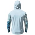 thumbnail image 6 of Men's Abstract Print Hooded Fishing Shirt with Face Mask - Long Sleeve UPF 50+ Quick-Dry Sun Protection Pullover with Zipper Pocket, Drop-Shoulder Outdoor Top for Hiking & Sports Light Blue S, 6 of 7