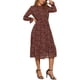 thumbnail image 4 of VESTIDO DE MUJER INSPIRE CHIC Floral Cuello Alto Volante Manga Larga Flowy Chiffon A-Line Midi Vestidos Rojo Vino M, 4 of 6