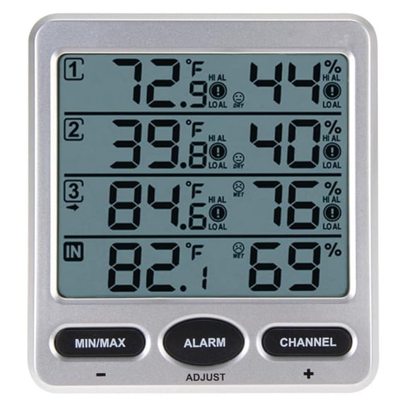 WS-10 Wireless Indoor/Outdoor 8-Channel Thermo-Hygrometer with Three Sensors