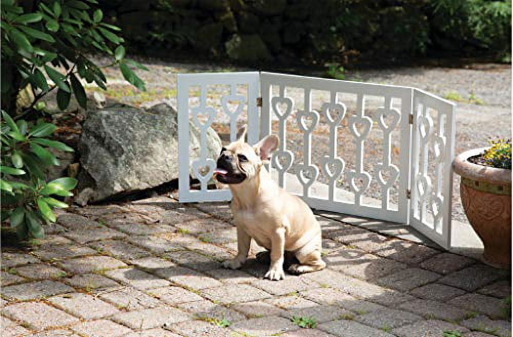 Wooden White Color Heart Shape Design Pet Gate - medium