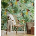 thumbnail image 5 of Harry & Grace Aqua Tropical Bird Peel and Stick Wallpaper, 5 of 14