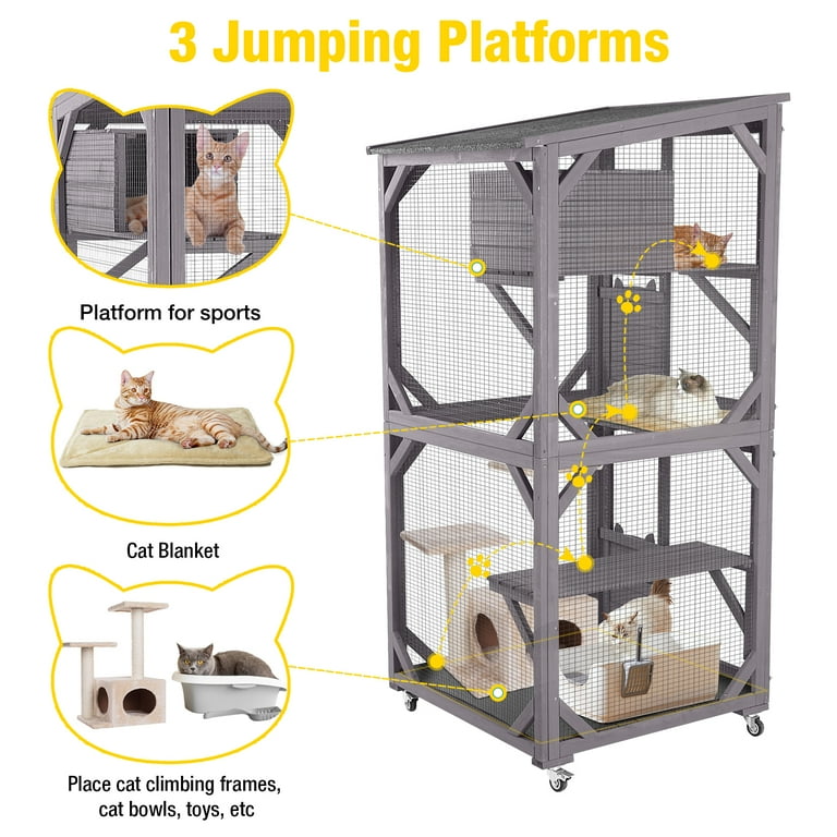 Aivituvin Outdoor Cat Enclosure with Wheels, 3-Tier Catio photo 2