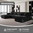 thumbnail image 3 of The Magic Home 4-Seater Cloud Modular U-Shaped Linen Sectional Sofa, Black, 3 of 13